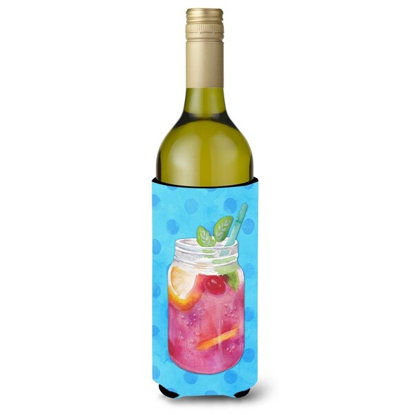 Carolines Treasures Mason Jar Cocktail Blue Polkadot Wine Bottle Beverge Insulator Hugger - BB8251LITERK