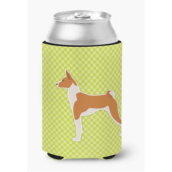 Carolines Treasures Basenji Checkerboard Green Can or Bottle Hugger - BB3874CC