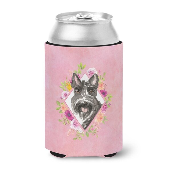 Carolines Treasures Scottish Terrier Pink Flowers Can or Bottle Hugger - CK4214CC