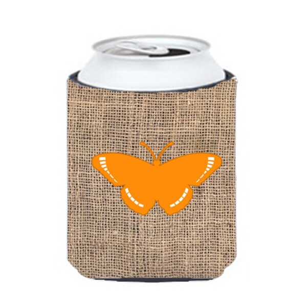 Carolines Treasures Butterfly Burlap and Orange Can or Bottle  Hugger - BB1038-BL-OR-CC