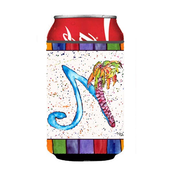 Carolines Treasures Letter N With Palm Tree Can Or Bottle  Hugger - 8437-NCC