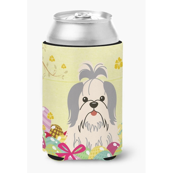 Carolines Treasures Easter Eggs Shih Tzu Silver White Can or Bottle Hugger - BB6085CC