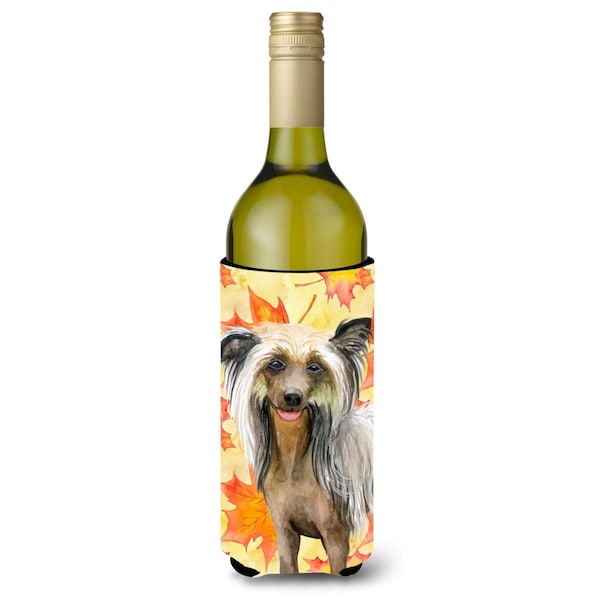 Carolines Treasures Chinese Crested Fall Wine Bottle Beverge Insulator Hugger - BB9920LITERK