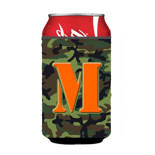 Carolines Treasures Letter M Initial Monogram - Camo Green Can Or Bottle  Hugger - CJ1030-MCC