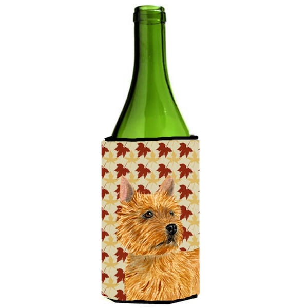 Carolines Treasures Norwich Terrier Fall Leaves Portrait Wine bottle sleeve Hugger - SS4357LITERK