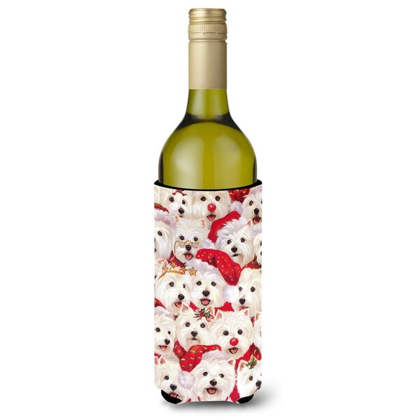 Carolines Treasures 24 oz Westie Christmas a Plenty Wine Bottle Hugger - PPP3133LITERK