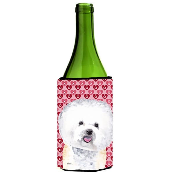 Carolines Treasures Bichon Frise Hearts Love and Valentines Day Portrait Wine bottle sleeve Hugger 24 oz. - SC9278LITERK
