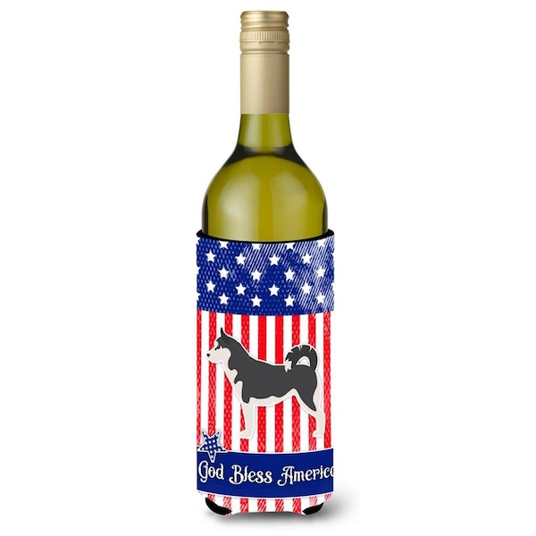 Carolines Treasures USA Patriotic Siberian Husky Wine Bottle Beverge Insulator Hugger - BB3380LITERK