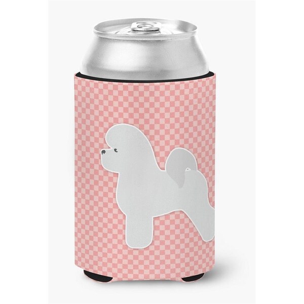 Carolines Treasures Bichon Frise Checkerboard Pink Can or Bottle Hugger - BB3645CC