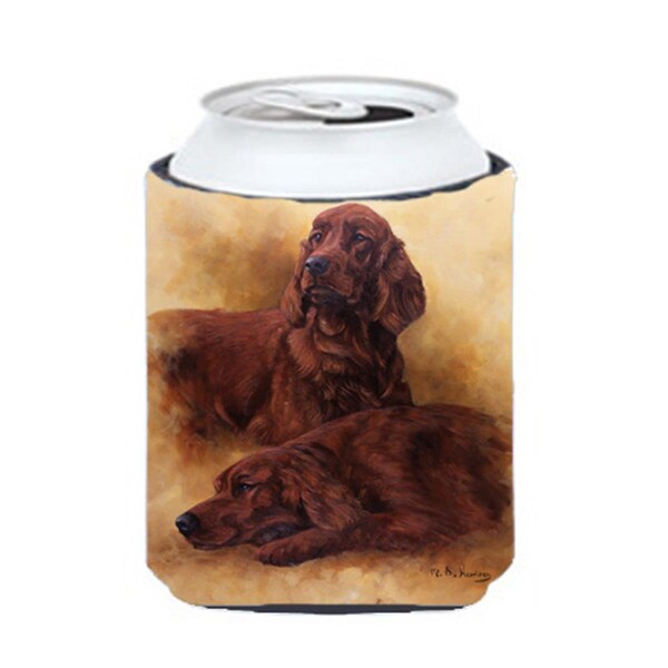Carolines Treasures Red Irish Setters Portrait by Michael Herring Can or Bottle Hugger - HMHE0181CC