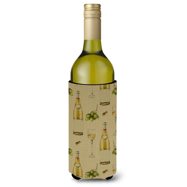 Carolines Treasures White Wine on Linen Wine Bottle Beverge Insulator Hugger - BB5194LITERK