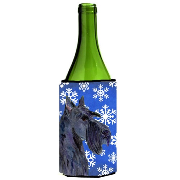 Carolines Treasures Scottish Terrier Winter Snowflakes Holiday Wine bottle sleeve Hugger - 24 oz. - SS4667LITERK