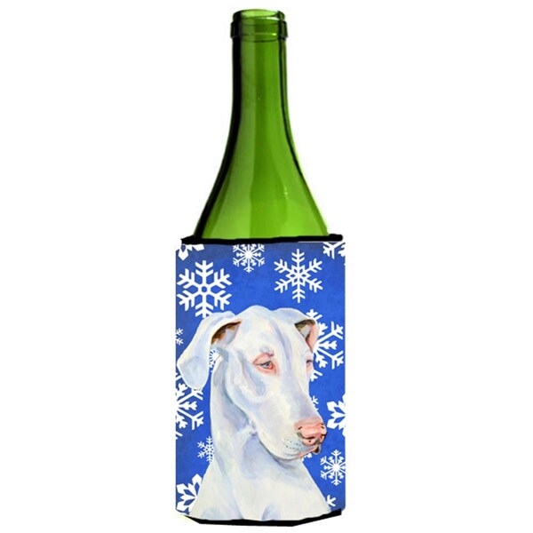 Carolines Treasures Great Dane Winter Snowflakes Holiday Wine bottle sleeve Hugger - 24 oz. - LH9266LITERK