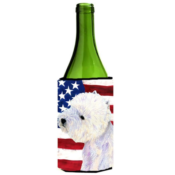 Carolines Treasures Usa American Flag With Westie Wine bottle sleeve Hugger - 24 Oz. - SS4249LITERK