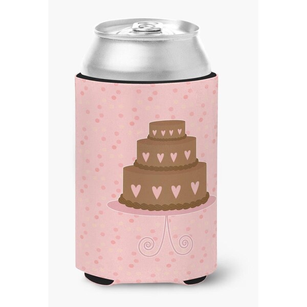 Carolines Treasures Heart Cake 3 Tier Pink Can or Bottle Hugger - BB7273CC