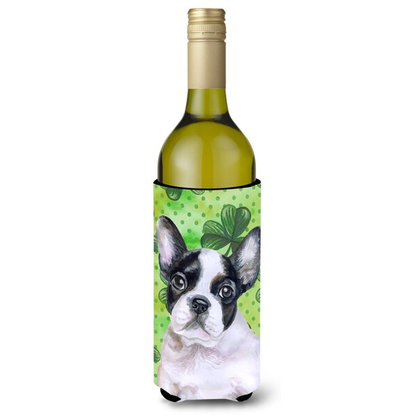 Carolines Treasures French Bulldog Black White St. Patricks Wine Bottle Beverge Insulator Hugger - BB9884LITERK
