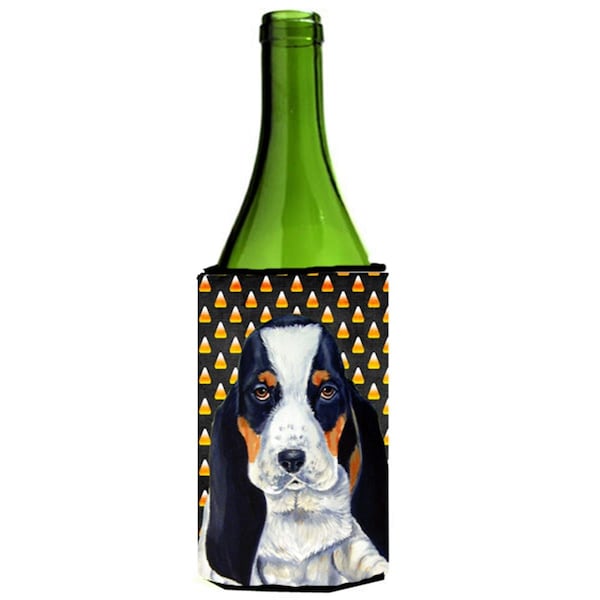 Carolines Treasures Basset Hound Halloween Portrait Wine bottle sleeve Hugger - 24 oz. - LH9070LITERK