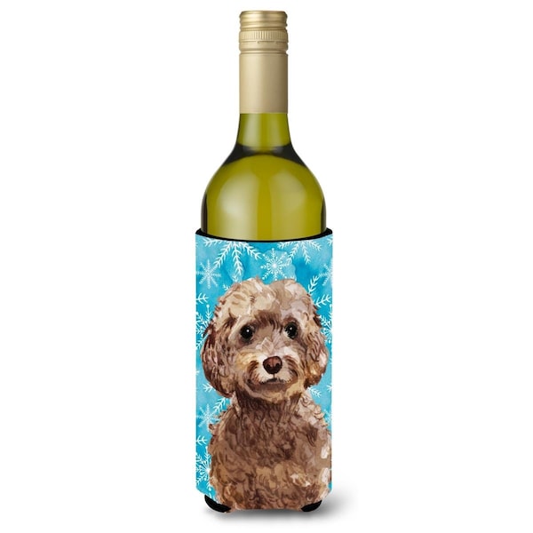 Carolines Treasures Brown Cockapoo Winter Wine Bottle Beverge Insulator Hugger - BB9444LITERK