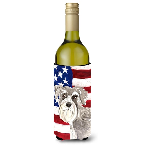 Carolines Treasures Patriotic USA Schnauzer No.1 Wine Bottle Beverge Insulator Hugger - CK1718LITERK