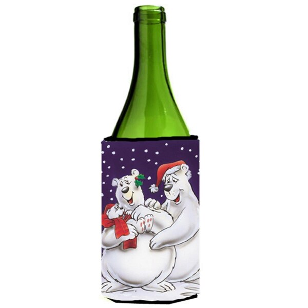 Carolines Treasures Holiday Polar Bears Wine Bottle Can cooler Hugger - AAH7269LITERK