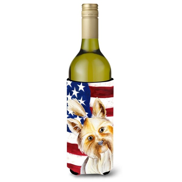 Carolines Treasures Yorkie Yorkshier Terrier Patriotic Wine Bottle Beverge Insulator Hugger - CK1382LITERK