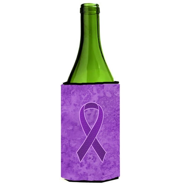Carolines Treasures Purple Ribbon for Pancreatic and Leiomyosarcoma Cancer Awareness Wine bottle sleeve Hugger  24 Oz. - AN1207LITERK