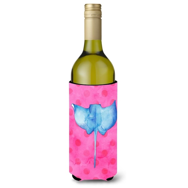 Carolines Treasures Sting Ray Pink Polkadot Wine Bottle Beverge Insulator Hugger - BB8239LITERK