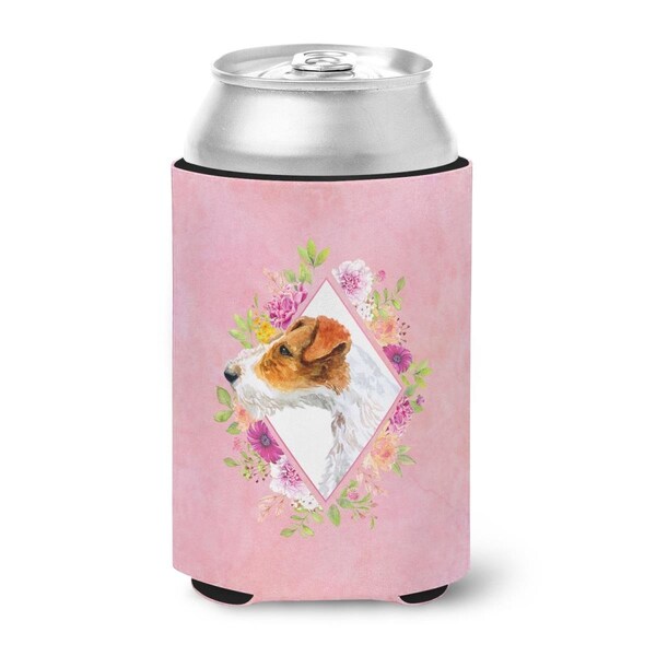 Carolines Treasures Jack Russell Terrier No.2 Pink Flowers Can or Bottle Hugger - CK4142CC
