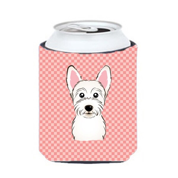 Carolines Treasures Checkerboard Pink Westie Can Or Bottle Hugger- 12 Oz. - BB1226CC