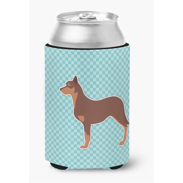 Carolines Treasures Australian Kelpie Dog Checkerboard Blue Can or Bottle Hugger - BB3729CC