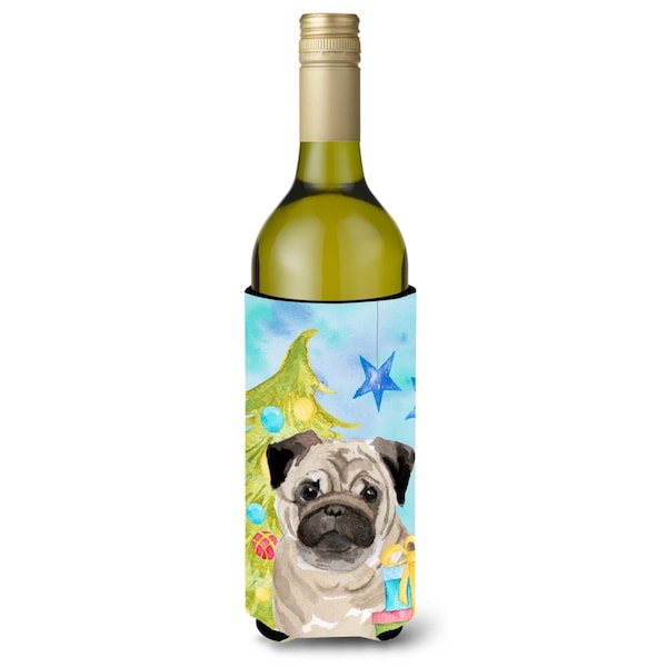 Carolines Treasures Fawn Pug Christmas Wine Bottle Beverge Insulator Hugger - BB9426LITERK