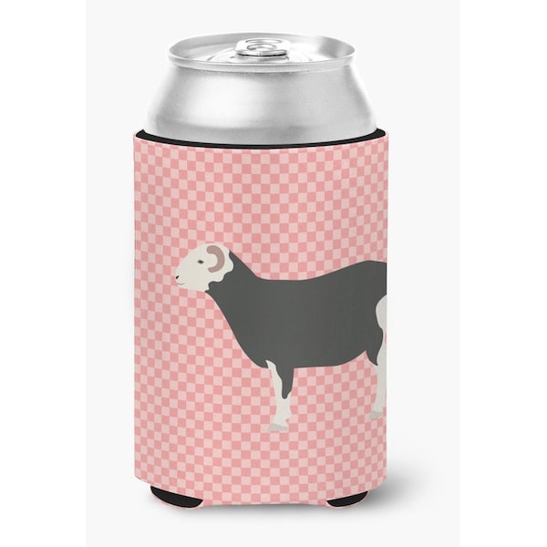 Carolines Treasures Herwick Sheep Pink Check Can or Bottle Hugger - BB7970CC