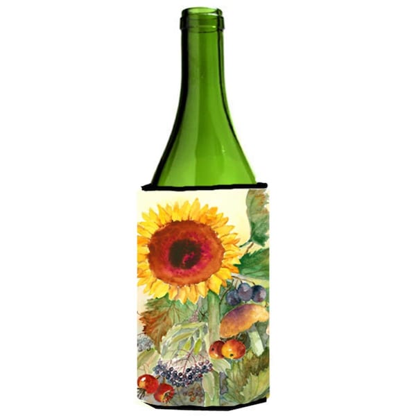 Carolines Treasures Autumn Flowers I by Maureen Bonfield Wine Bottle Can cooler Hugger - BMBO0698LITERK