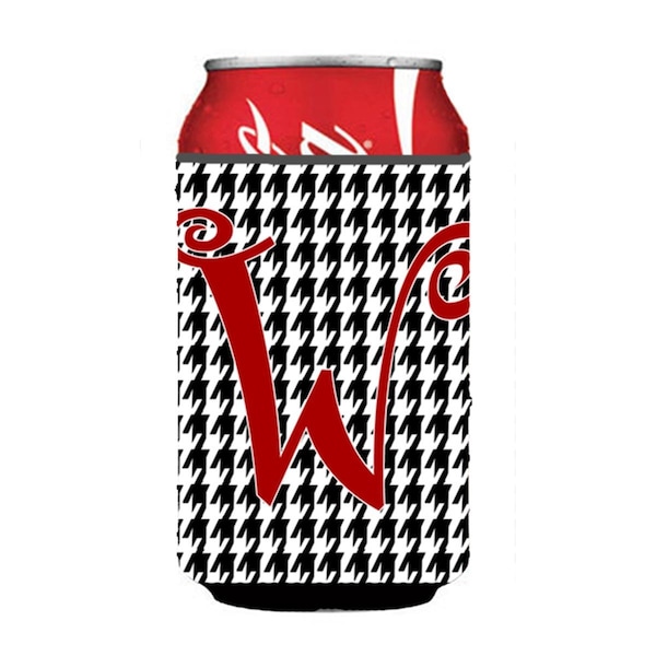 Carolines Treasures Letter W Initial Monogram - Houndstooth Black Can Or Bottle  Hugger - CJ1035-WCC