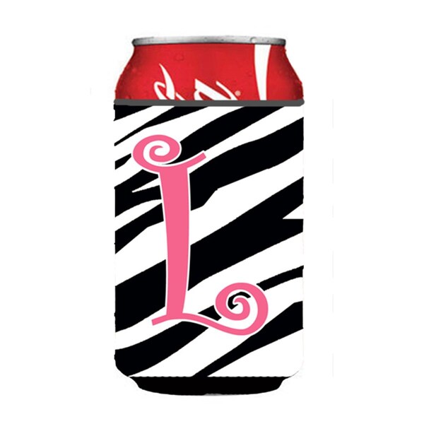 Carolines Treasures Letter L Initial Monogram - Zebra Stripe And Pink Can Or Bottle  Hugger - CJ1037-LCC
