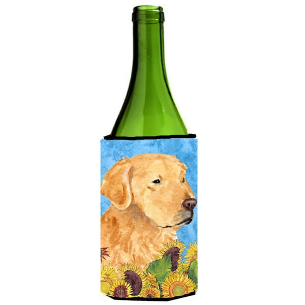Carolines Treasures Golden Retriever In Summer Flowers Wine bottle sleeve Hugger - 24 oz. - SS4109LITERK