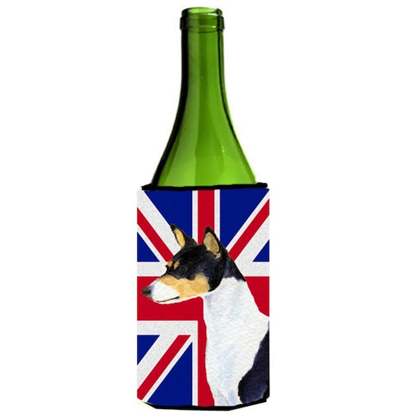 Carolines Treasures Basenji With English Union Jack British Flag Wine bottle sleeve Hugger - 24 Oz. - SS4956LITERK
