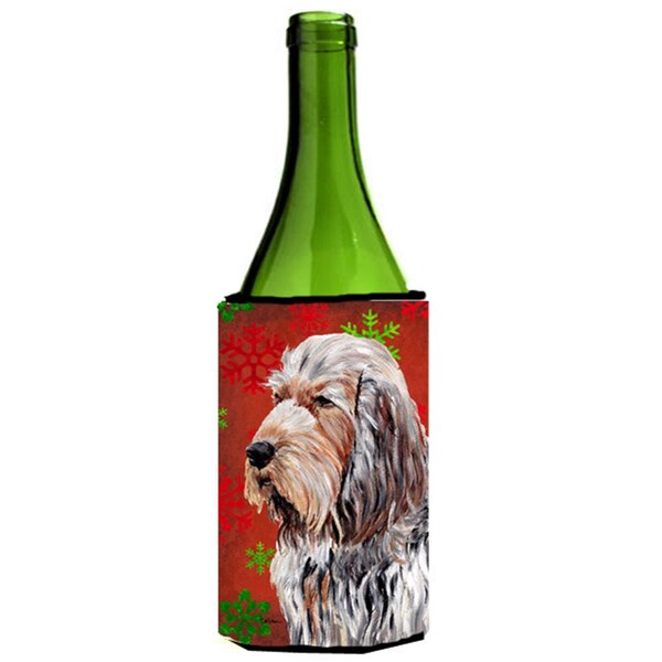 Carolines Treasures Otterhound Red Snowflakes Holiday Wine bottle sleeve Hugger  24 Oz. - SC9756LITERK