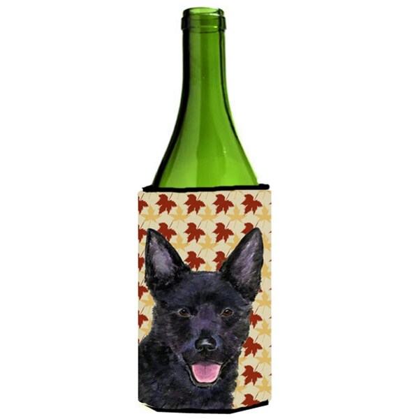 Carolines Treasures Australian Kelpie Fall Leaves Portrait Wine bottle sleeve Hugger - SS4358LITERK