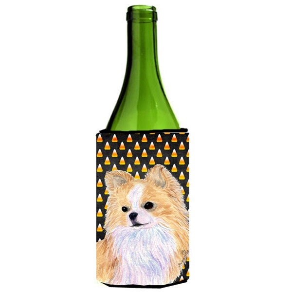 Carolines Treasures Chihuahua Candy Corn Halloween Portrait Wine bottle sleeve Hugger - 24 Oz. - SS4266LITERK