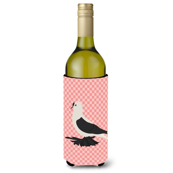 Carolines Treasures Saxon Fairy Swallow Pigeon Pink Check Wine Bottle Beverge Insulator Hugger - BB7946LITERK
