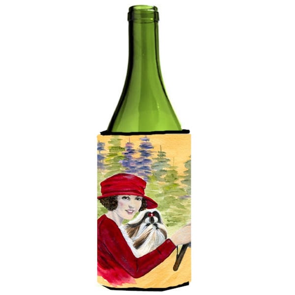 Carolines Treasures Lady Driving With Her Shih Tzu Wine bottle sleeve Hugger - 24 oz. - SS8539LITERK