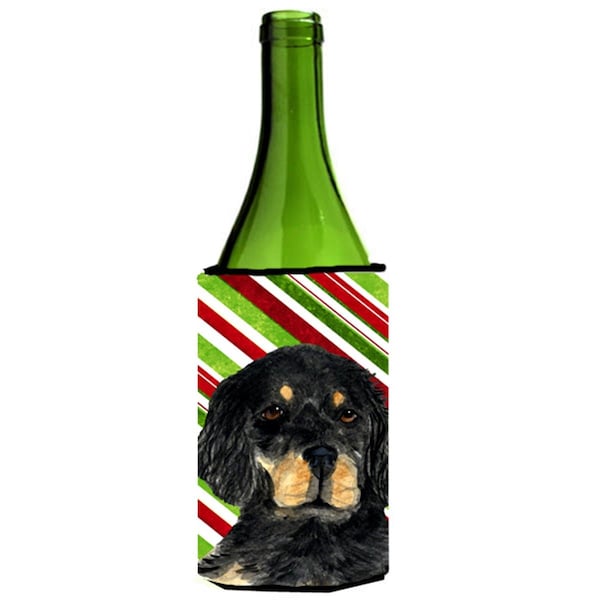 Carolines Treasures Gordon Setter Candy Cane Holiday Christmas Wine bottle sleeve Hugger - 24 oz. - SS4584LITERK