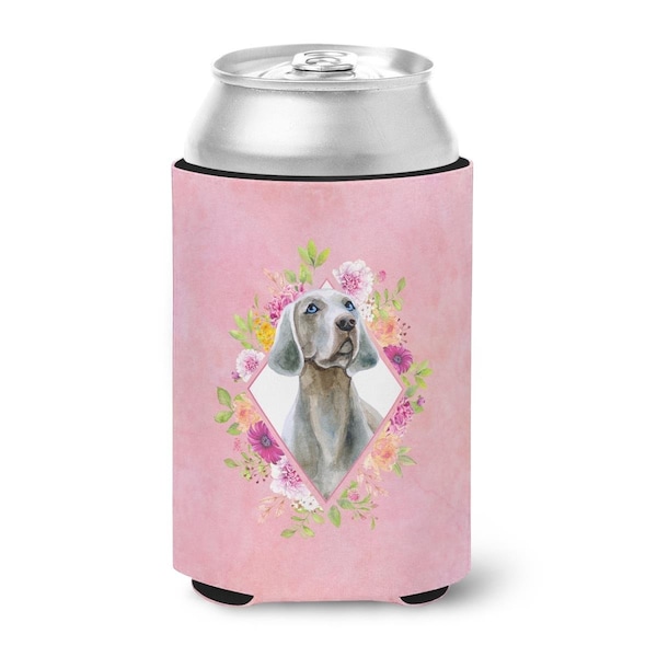 Carolines Treasures Weimaraner Pink Flowers Can or Bottle Hugger - CK4191CC