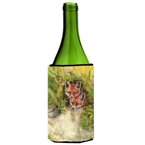 Carolines Treasures Fox Cubs Peepers by Debbie Cook Wine Bottle Can cooler Hugger - CDCO0324LITERK
