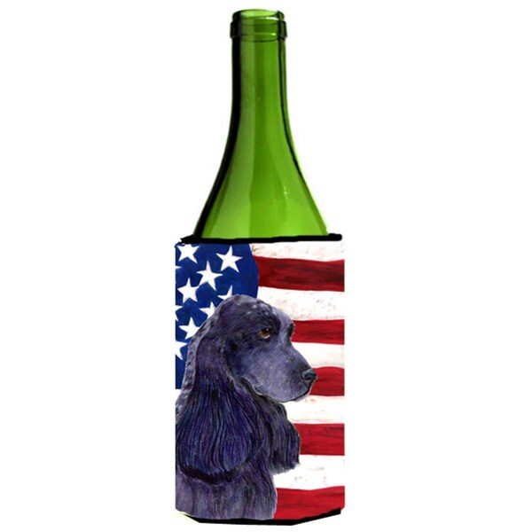 Carolines Treasures Usa American Flag With Cocker Spaniel Wine bottle sleeve Hugger - SS4227LITERK