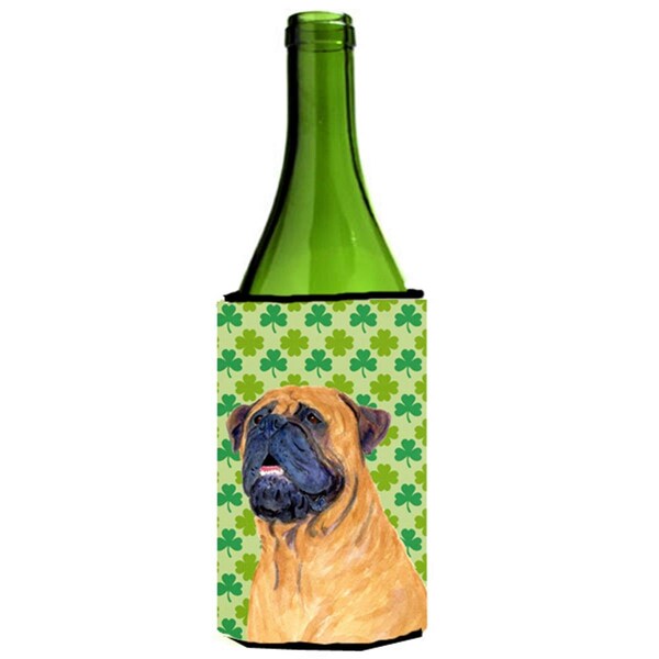 Carolines Treasures Mastiff St. Patricks Day Shamrock Portrait Wine bottle sleeve Hugger - 24 oz. - SS4451LITERK