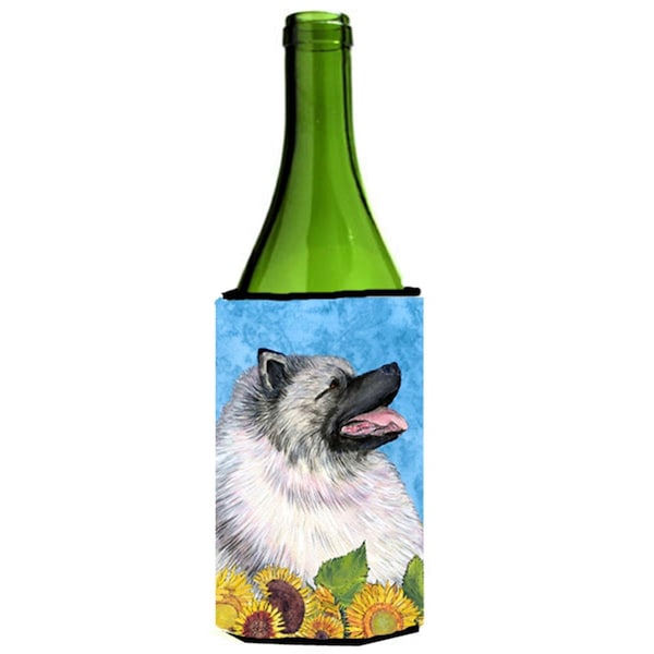 Carolines Treasures Keeshond in Summer Flowers Wine bottle sleeve Hugger 24 oz. - SS4122LITERK
