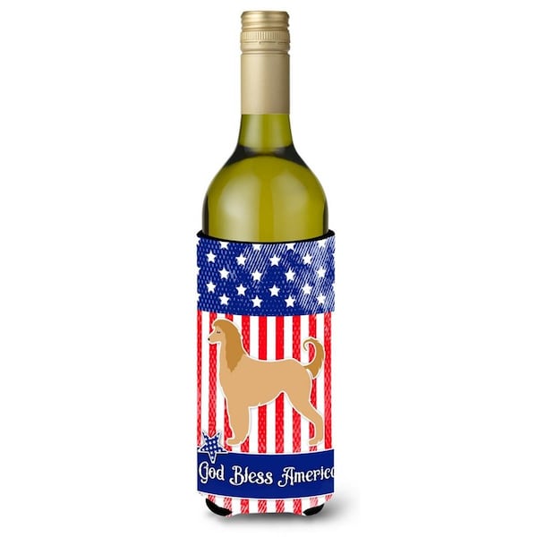 Carolines Treasures USA Patriotic Afghan Hound Wine Bottle Beverge Insulator Hugger - BB3306LITERK