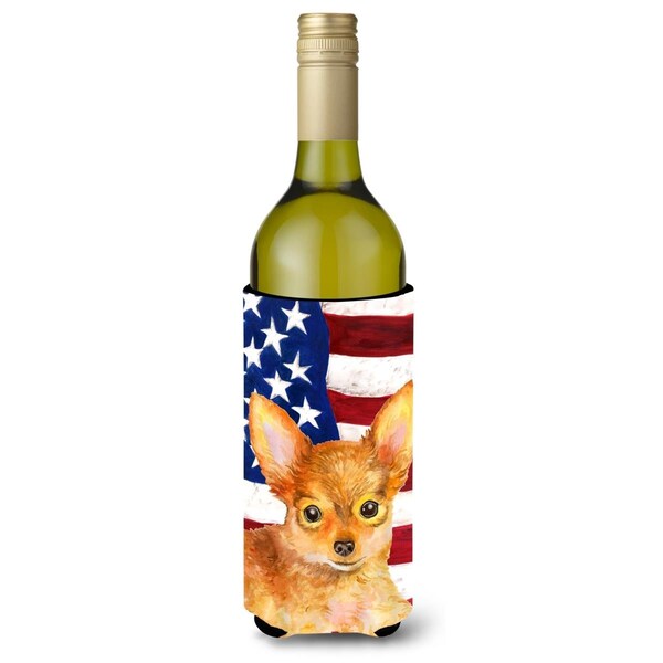 Carolines Treasures Toy Terrier Patriotic Wine Bottle Beverge Insulator Hugger - BB9722LITERK